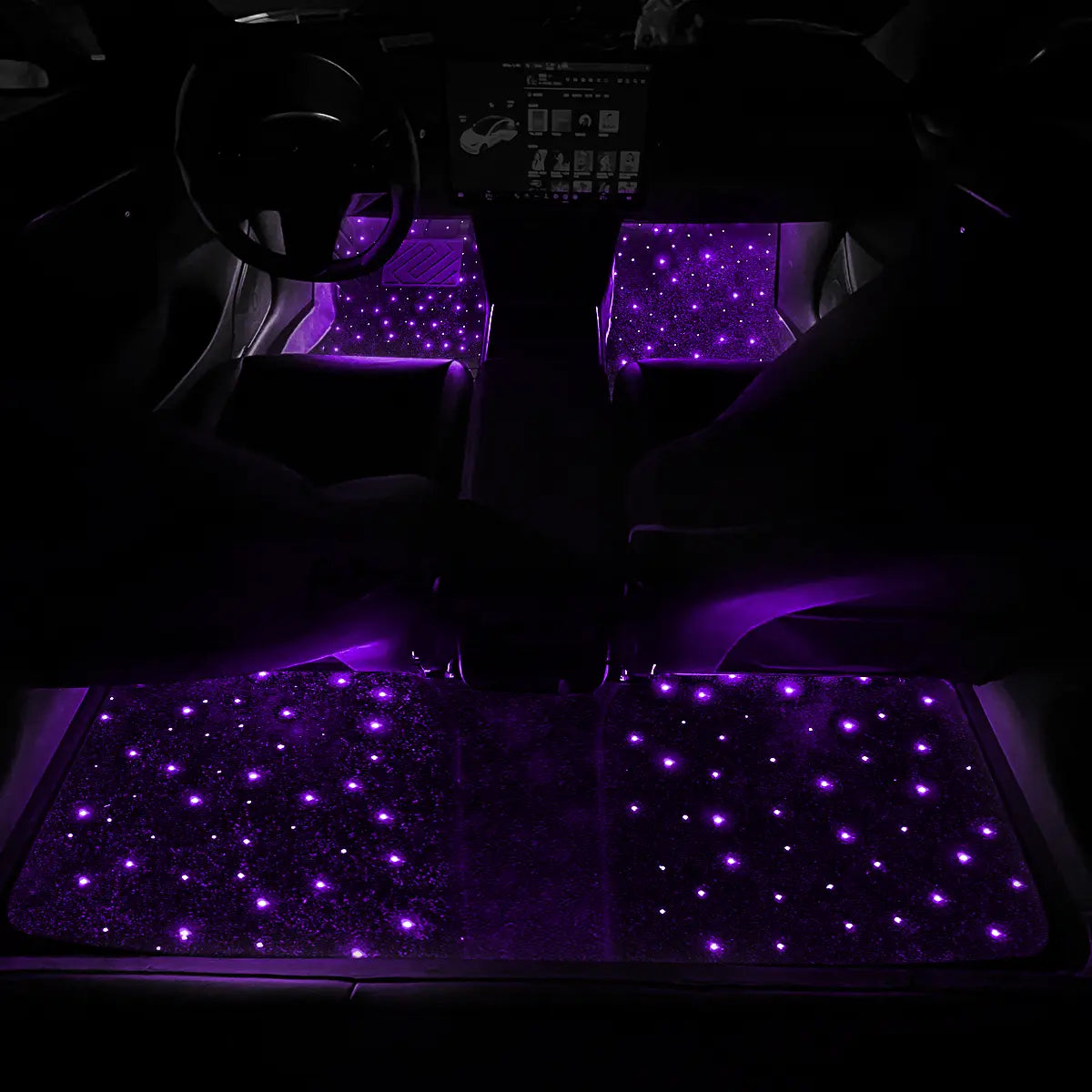 Car Waterproof Star Light Floor Mats Interior Ambient Lighting,With APP & Remote Control ,Car Mats Floor Carpet Starlights LED Light ,For Car Effect for Romantic Starlight Atmosphere Universal Fit Tiktokshopspringglowup