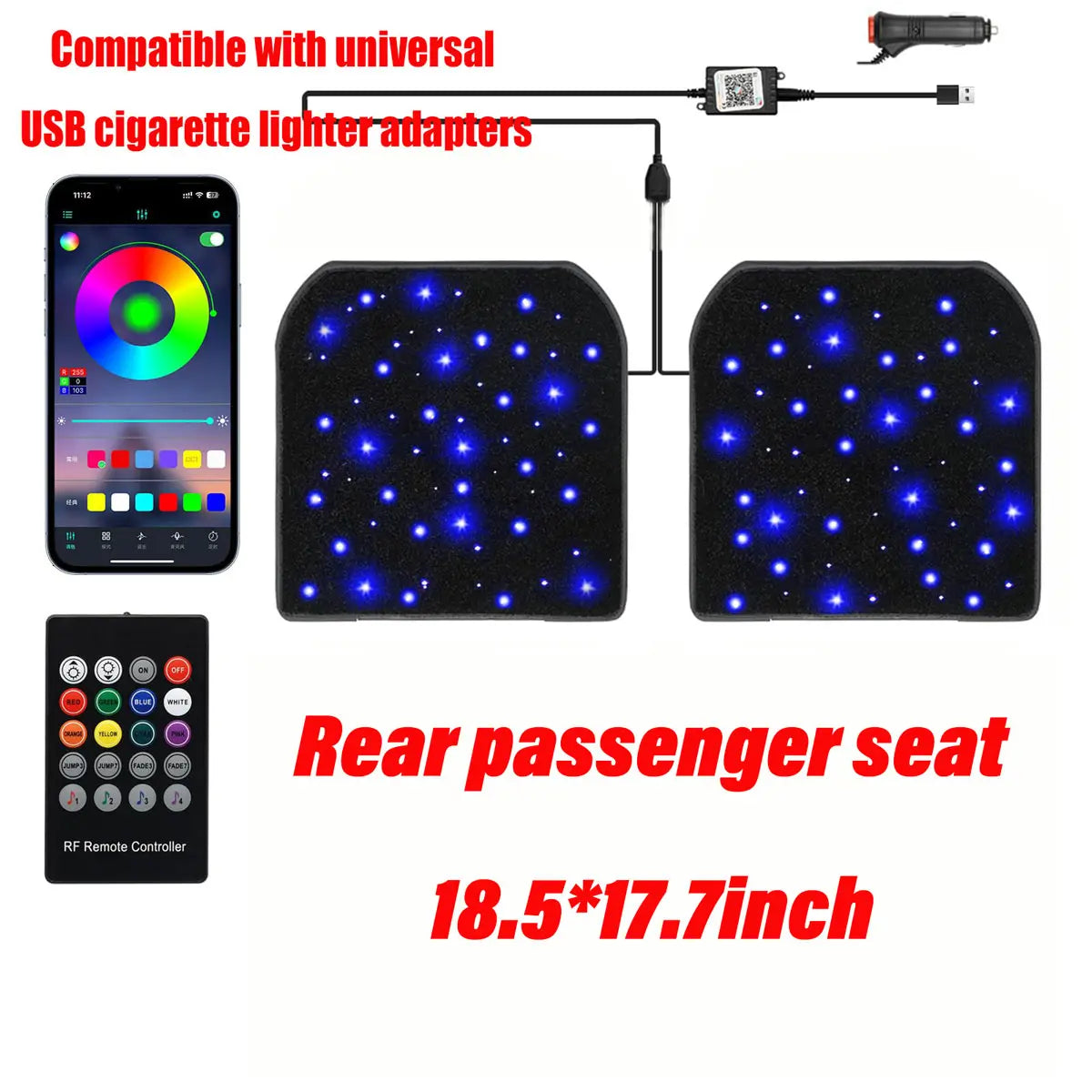 Car Waterproof Star Light Floor Mats Interior Ambient Lighting,With APP & Remote Control ,Car Mats Floor Carpet Starlights LED Light ,For Car Effect for Romantic Starlight Atmosphere Universal Fit Tiktokshopspringglowup