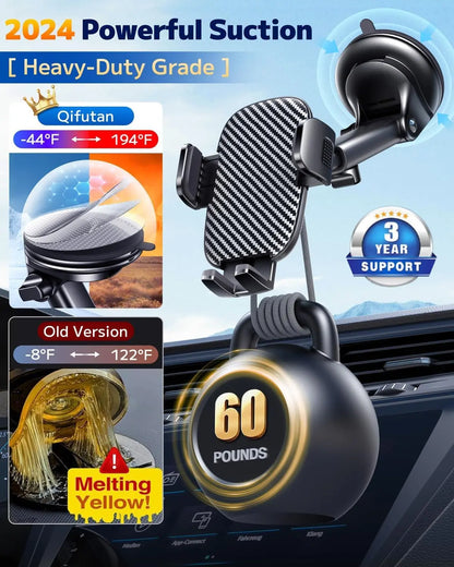 Universal Car Phone Holder Mount for Windshield, Dashboard, and Air Vent - Hands-Free Support for iPhone, Smartphones, and Cameras