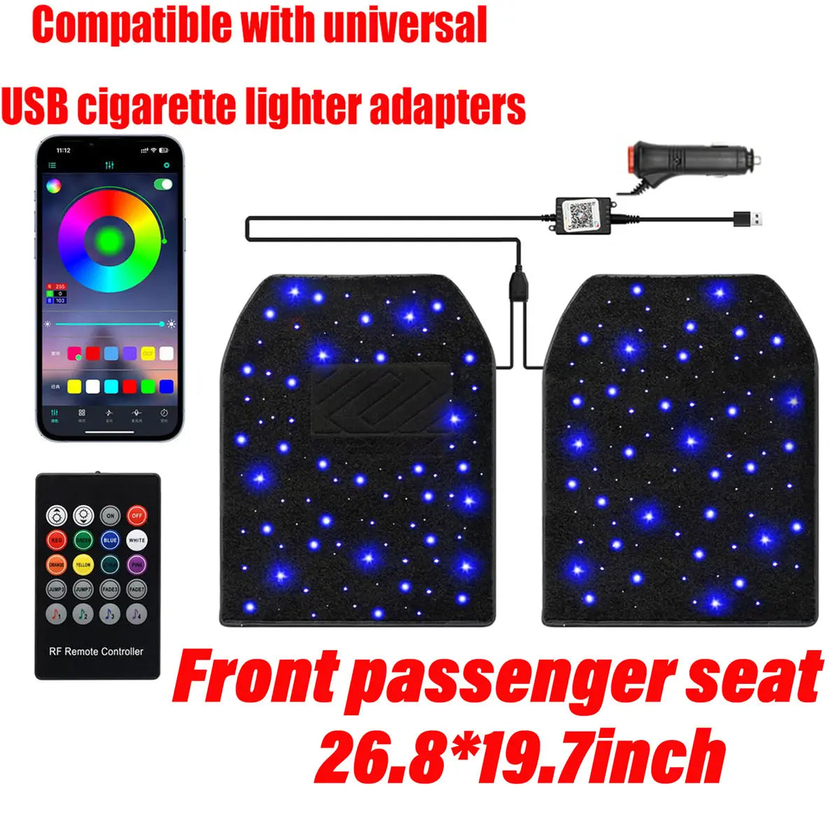 Car Waterproof Star Light Floor Mats Interior Ambient Lighting,With APP & Remote Control ,Car Mats Floor Carpet Starlights LED Light ,For Car Effect for Romantic Starlight Atmosphere Universal Fit Tiktokshopspringglowup
