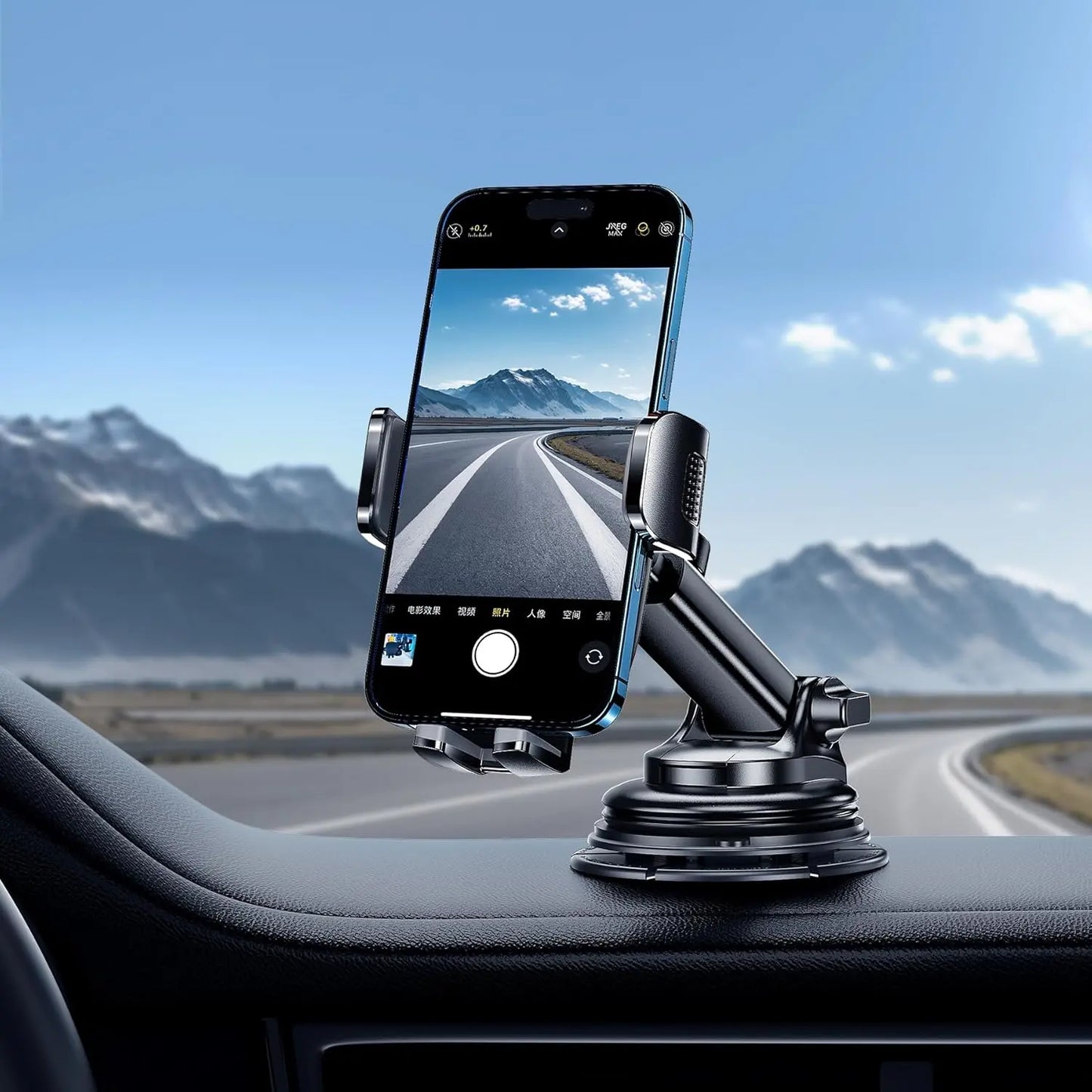 Universal Car Phone Holder Mount for Windshield, Dashboard, and Air Vent - Hands-Free Support for iPhone, Smartphones, and Cameras