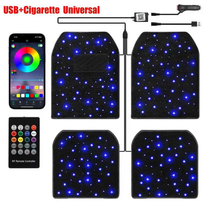 Car Waterproof Star Light Floor Mats Interior Ambient Lighting,With APP & Remote Control ,Car Mats Floor Carpet Starlights LED Light ,For Car Effect for Romantic Starlight Atmosphere Universal Fit Tiktokshopspringglowup